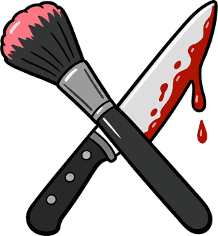 Meredith Johns&rsquo;s Tiny Talks icon: a makeup brush crossed with a bloody knife